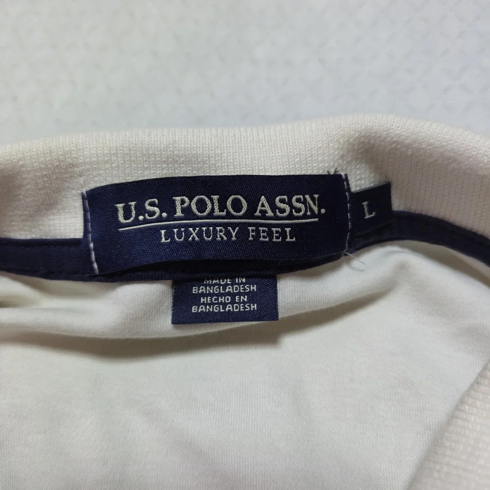 Polo Ralph Lauren Polo Shirt Men L Cream Short Sleeve Cotton Pique Pony Logo